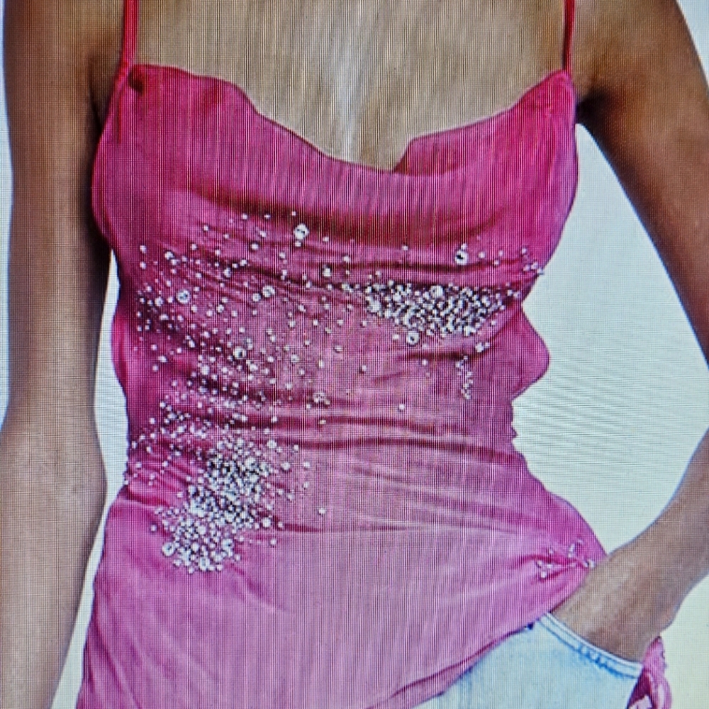 Des_Phemmes Silk Chiffon embellished top size 42/ Large